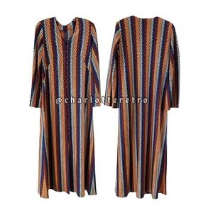 vtg Chevron Cover-Up Maxi Duster Dress